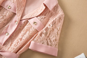 Summer Designer Lace Pocket Cutout Embroidery Belt Dress