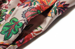 Midi Vintage Runway Bohemian Flowers Print Pleated A-Line Dress