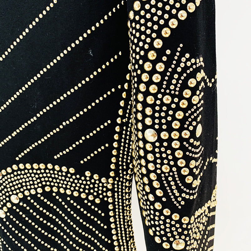 Designer Luxurious Metallic Beaded Stretchy Dress