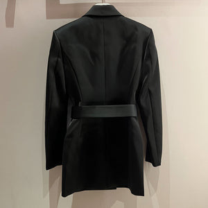 Belt Decoration Waist Mid Lenght Suit Blazer