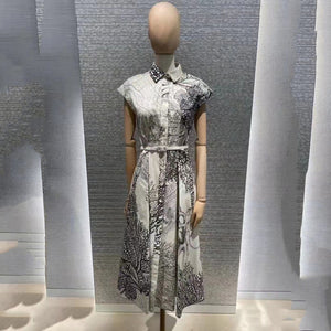 Octopus Print Lapel Shirt Dress