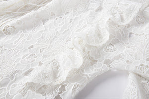 Lace Hollow Two-Piece High-Waist Asymmetric Gorgeous Skirt & Blouse