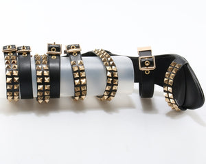 Golden Rivets Leather Strap 12cm Sandal