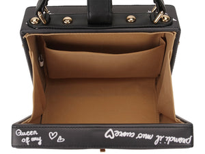 Black & White Graffiti Cartoon PU Leather Messenger Bag