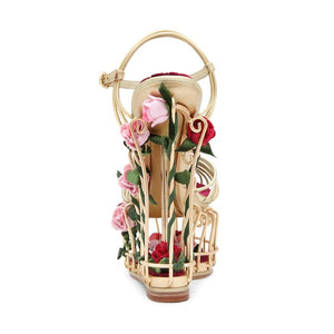 3D Rose Flower Birdcage Heels